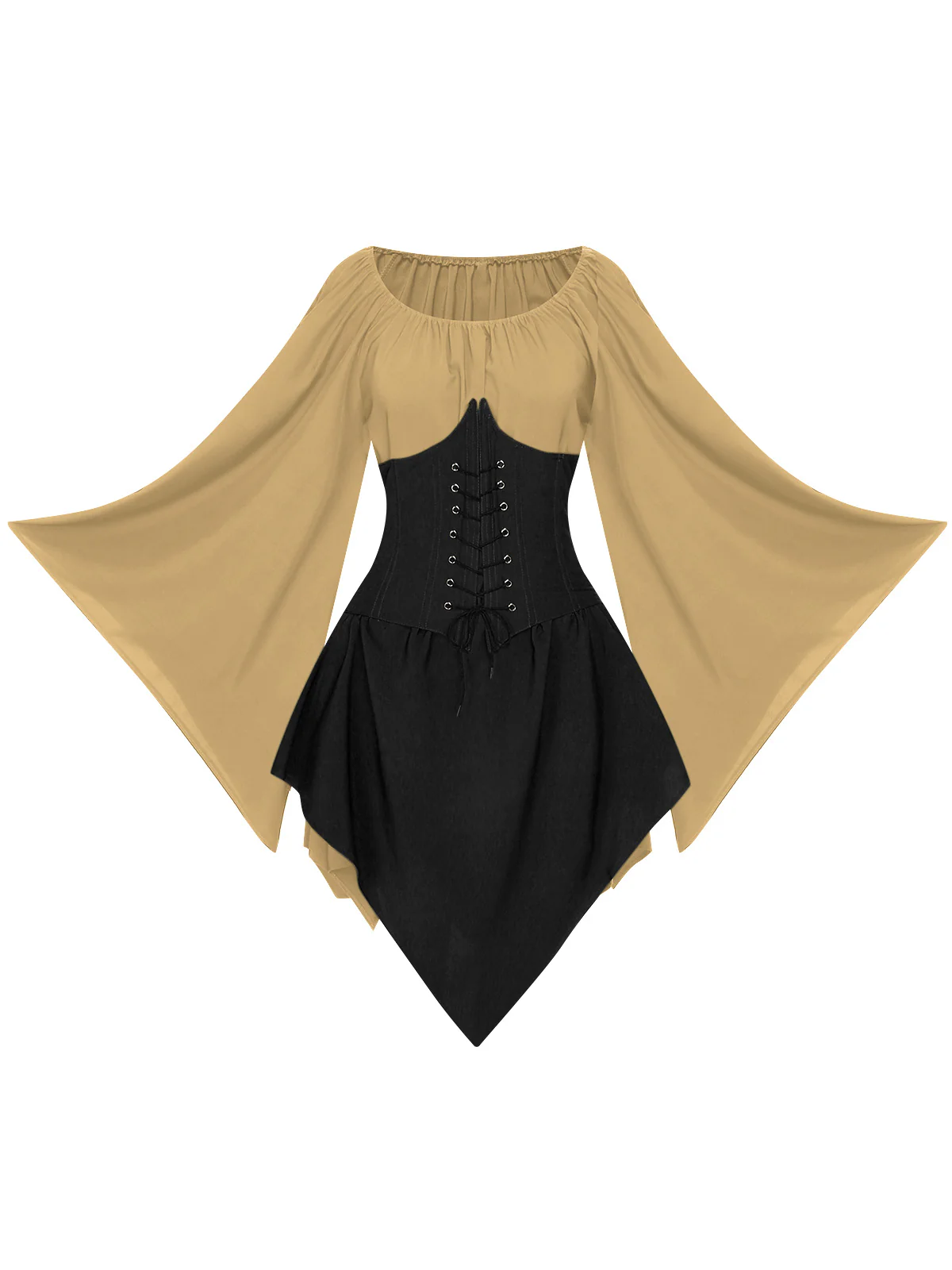 1950s Halloween Bat Sleeves Patchwork Dress - Image 21