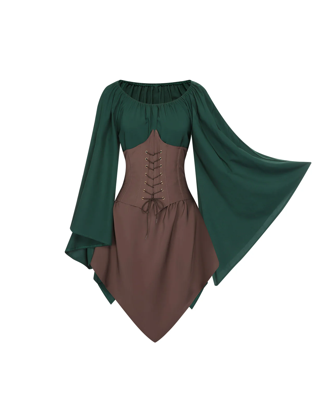 1950s Halloween Bat Sleeves Patchwork Dress - Image 4