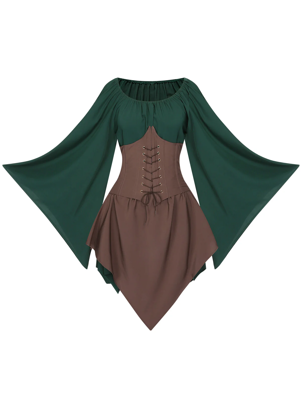 1950s Halloween Bat Sleeves Patchwork Dress - Image 5