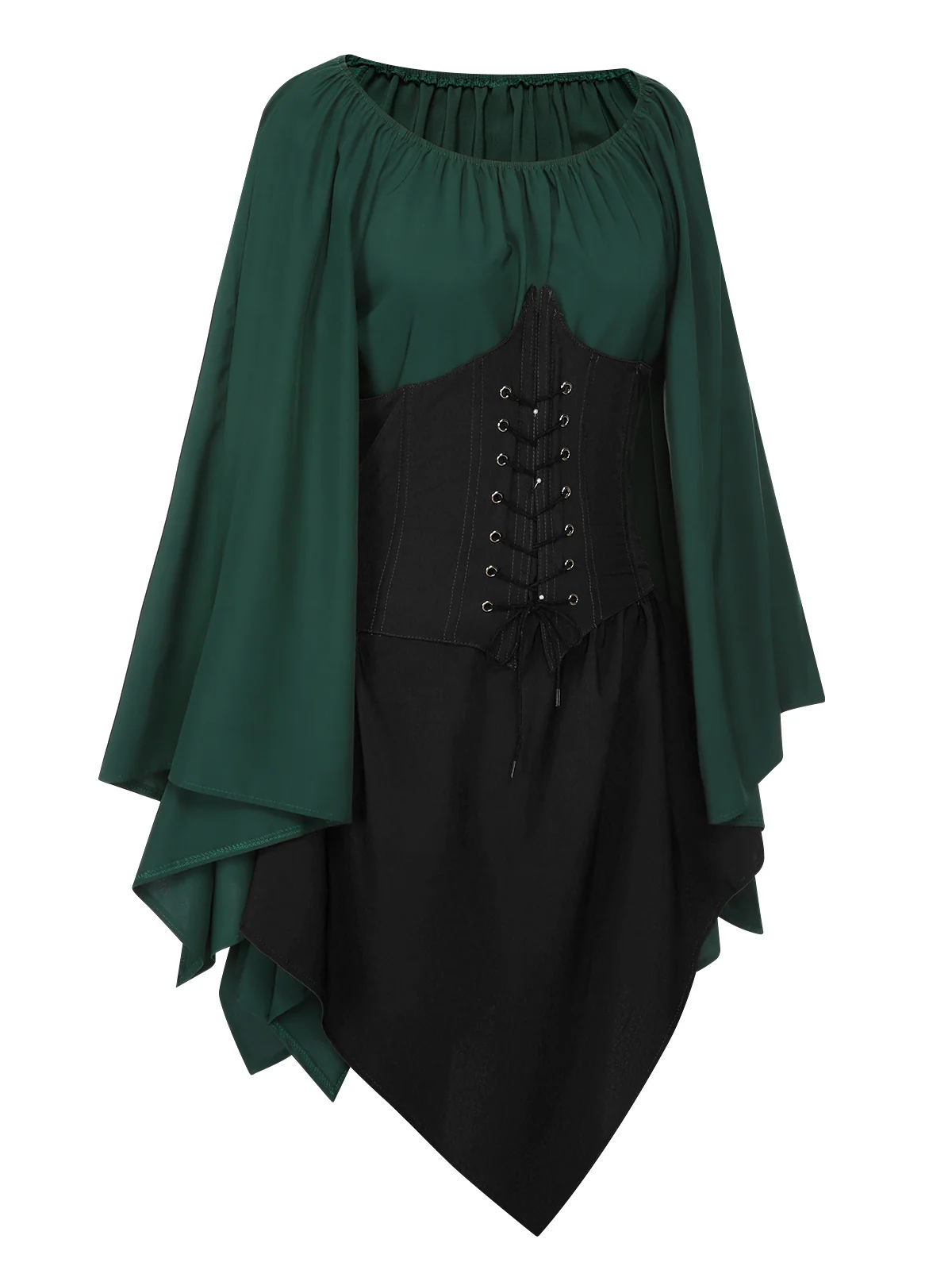 1950s Halloween Bat Sleeves Patchwork Dress - Image 7