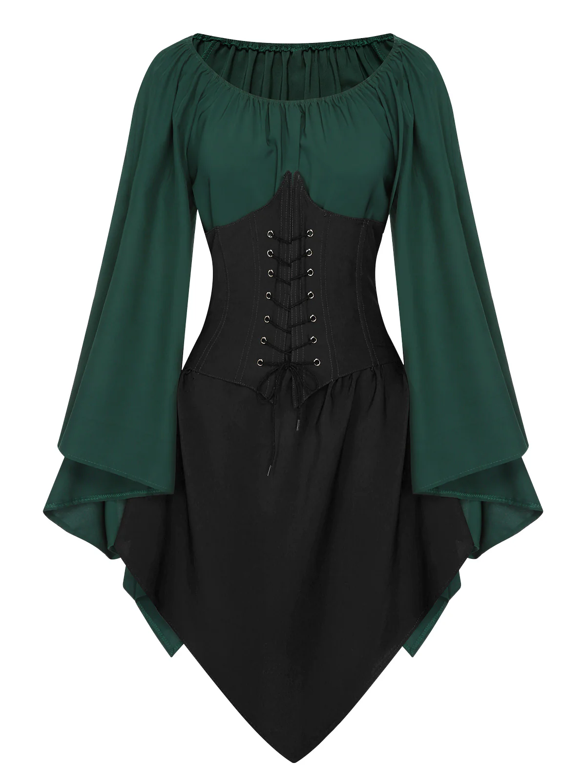 1950s Halloween Bat Sleeves Patchwork Dress - Image 8