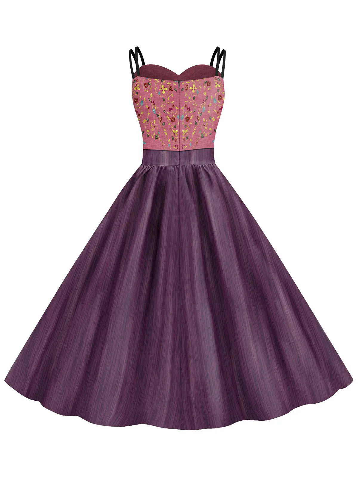 1950s Halloween Double Straps Patchwork Dress - Image 3
