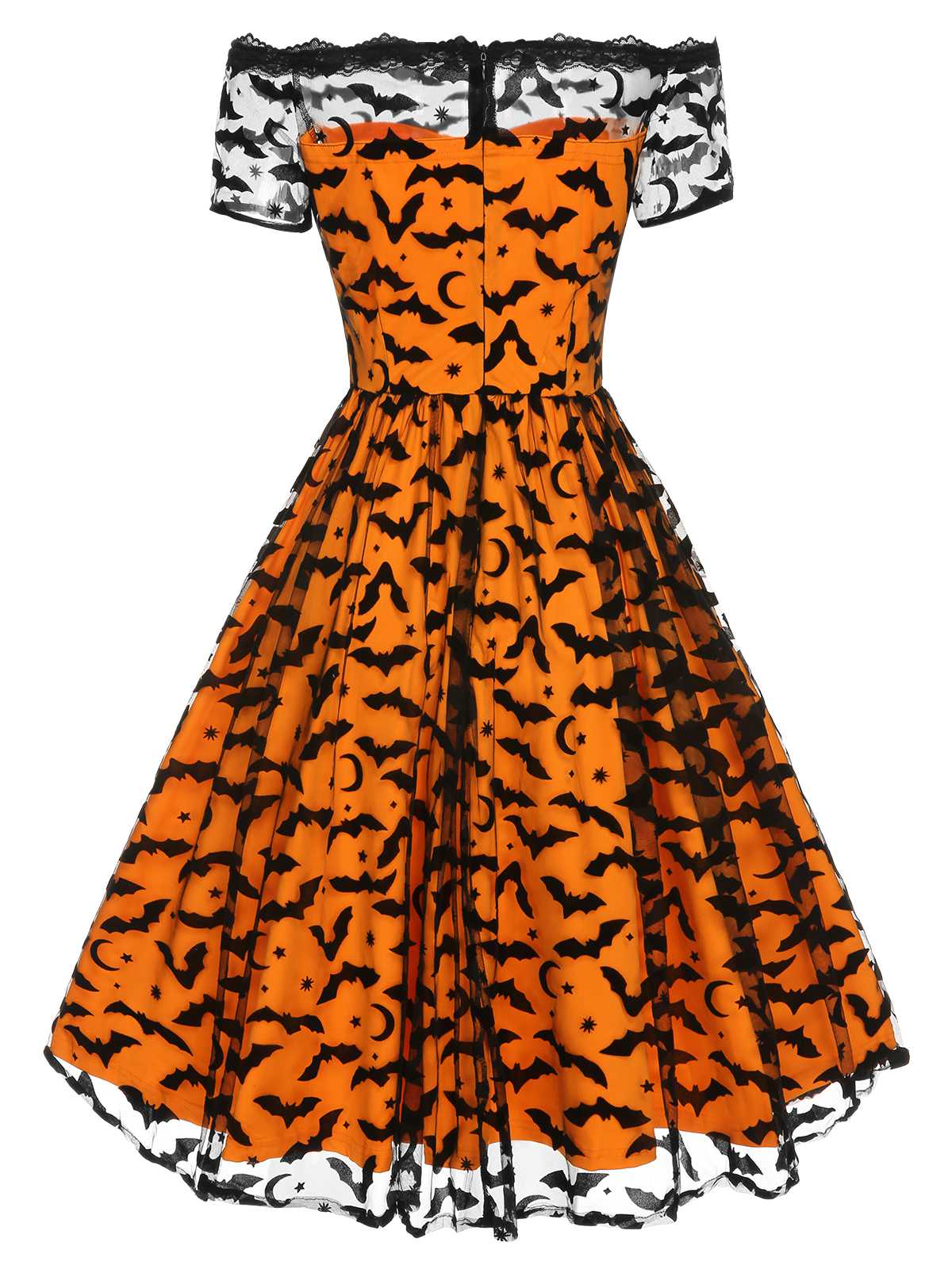1950s Halloween Lace Off-shoulder Swing Dress - Image 4