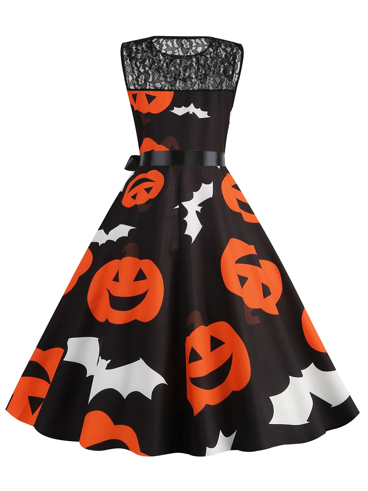 1950s Halloween Lace Patchwork Sleeveless Dress - Image 3