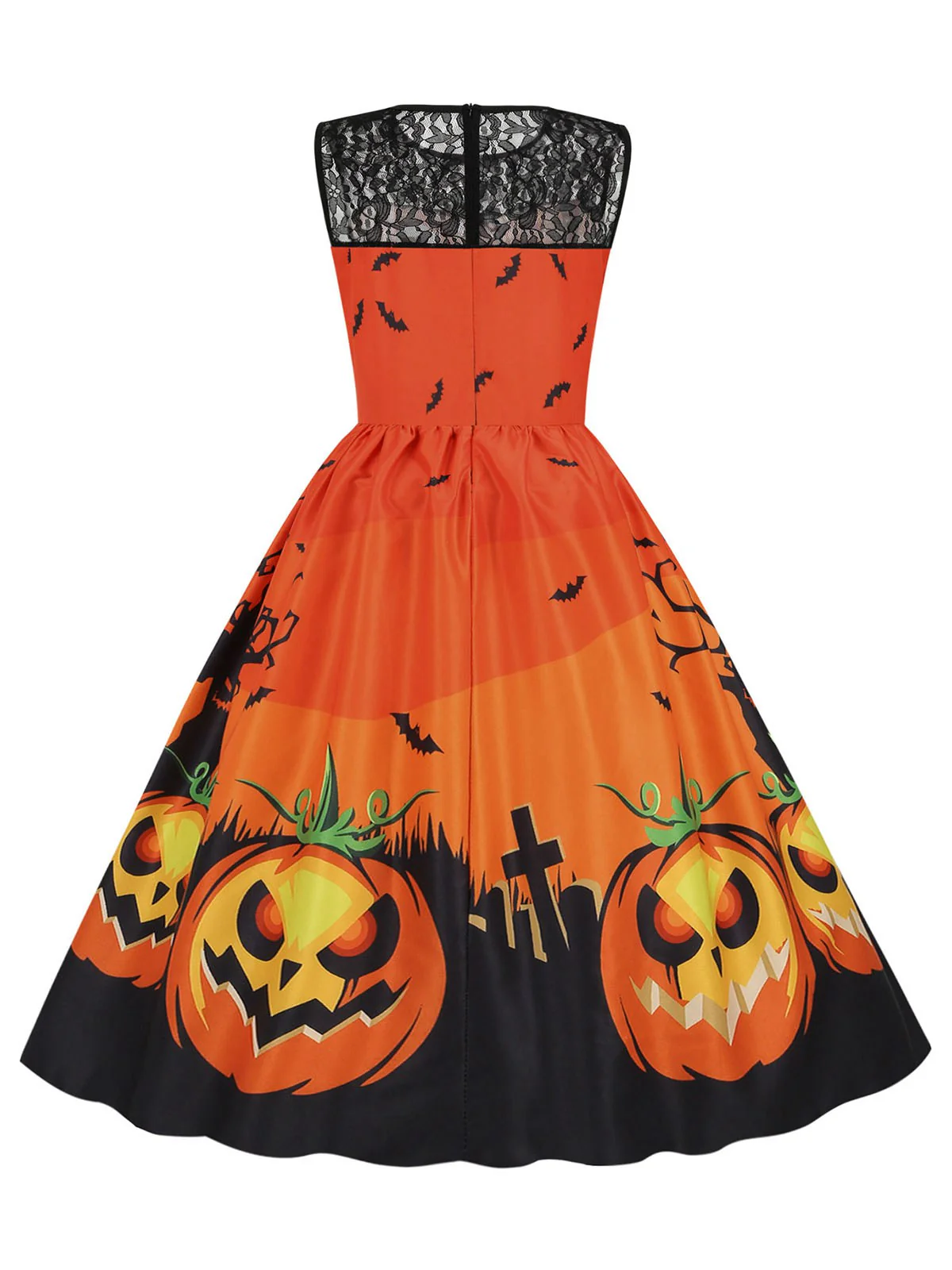 1950s Halloween Lace Patchwork Sleeveless Dress - Image 3