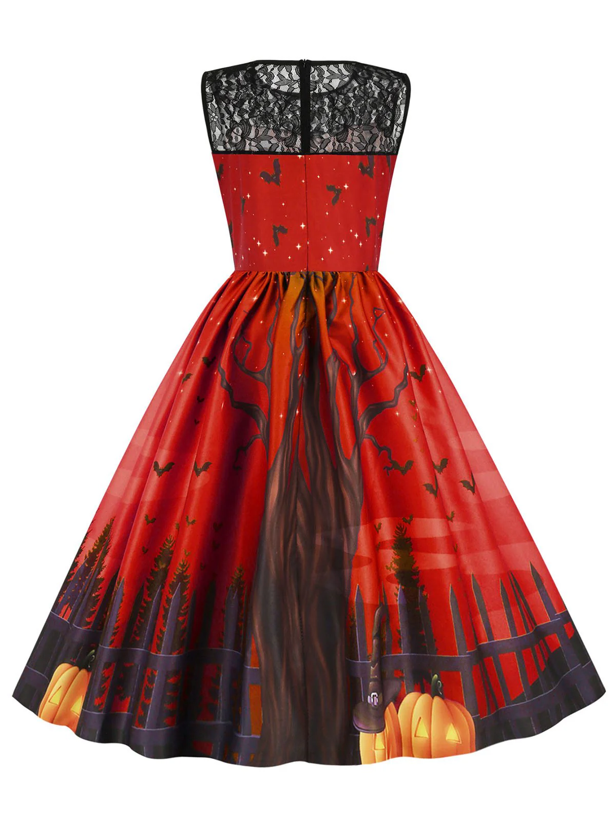 1950s Halloween Lace Patchwork Sleeveless Dress - Image 6