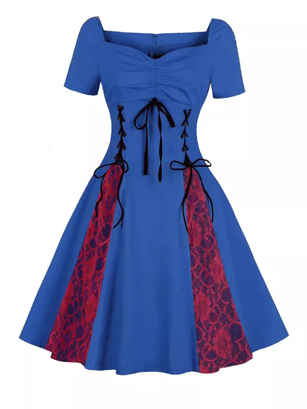 1980s Halloween Lace Patchwork Swing Dress - Image 8
