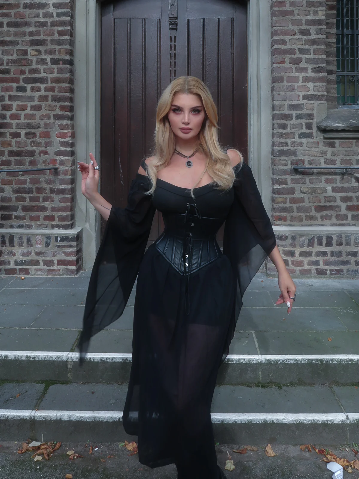 1950s Halloween Lace Patchwork Witch Dress - Image 2