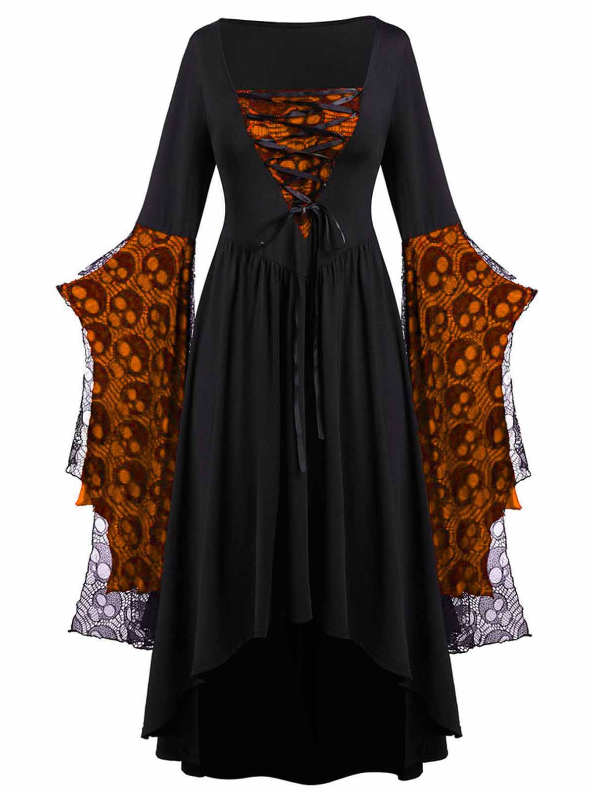 1950s Halloween Lace Patchwork Witch Dress - Image 2