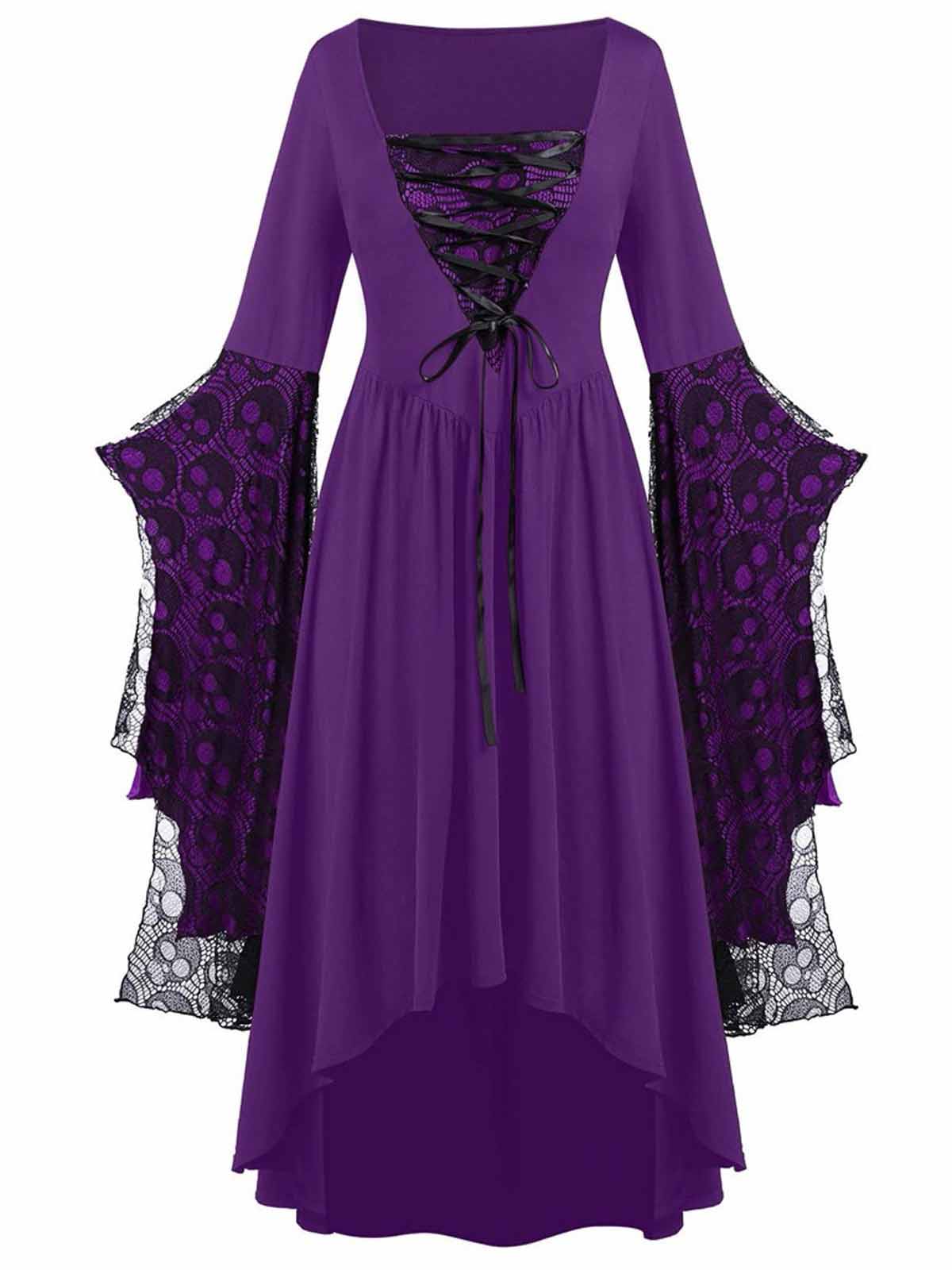 1950s Halloween Lace Patchwork Witch Dress - Image 3