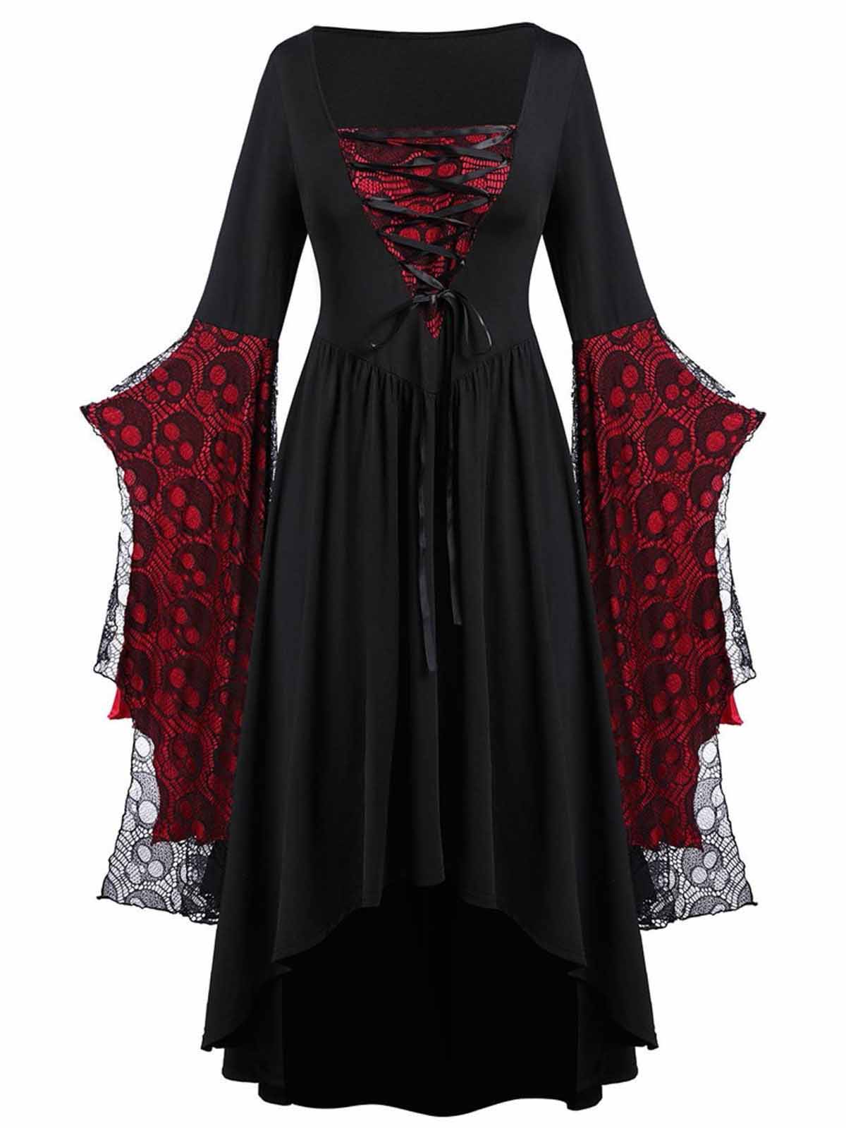 1950s Halloween Lace Patchwork Witch Dress - Image 4