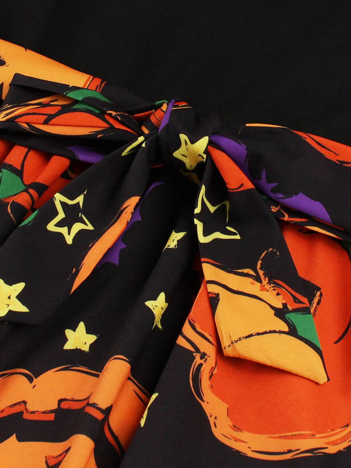 1950s Halloween Patchwork Belt Swing Dress - Image 9