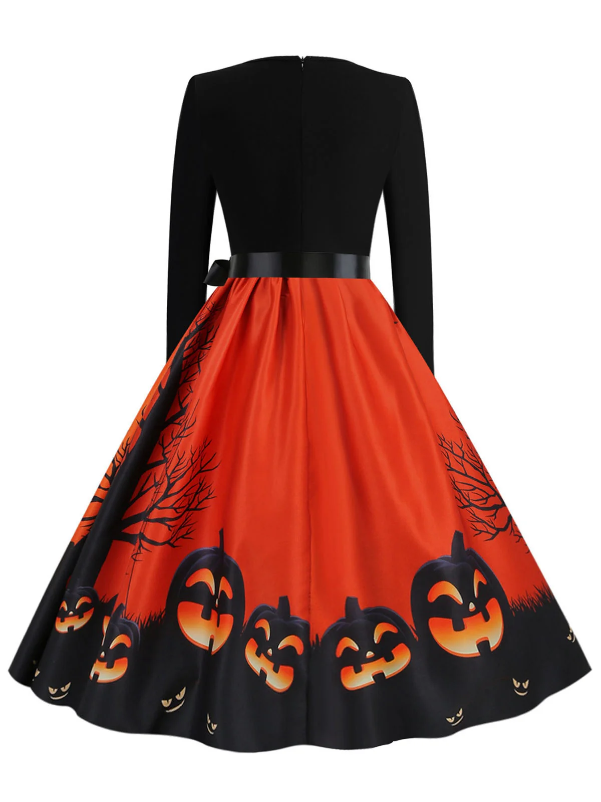 1950s Halloween Patchwork Long Sleeves Dress - Image 3
