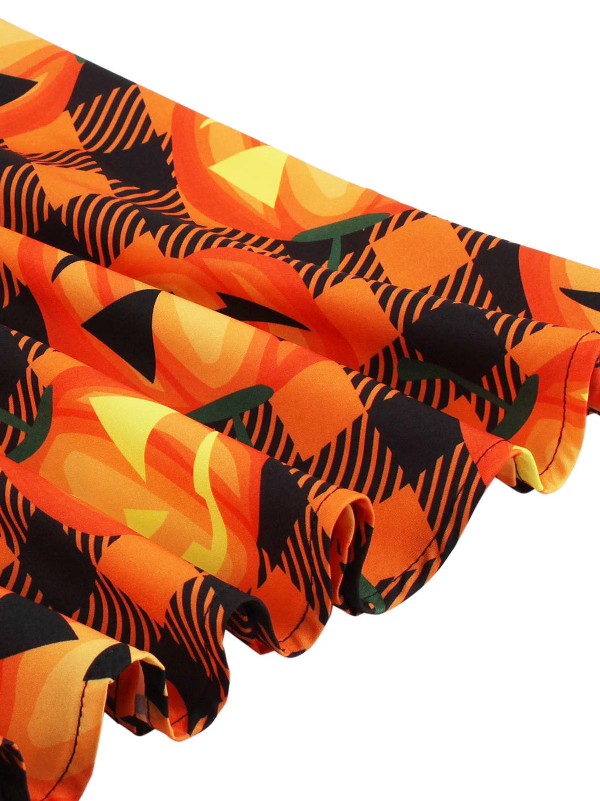1950s Halloween Pattern Wave Neck Patchwork Dress - Image 4