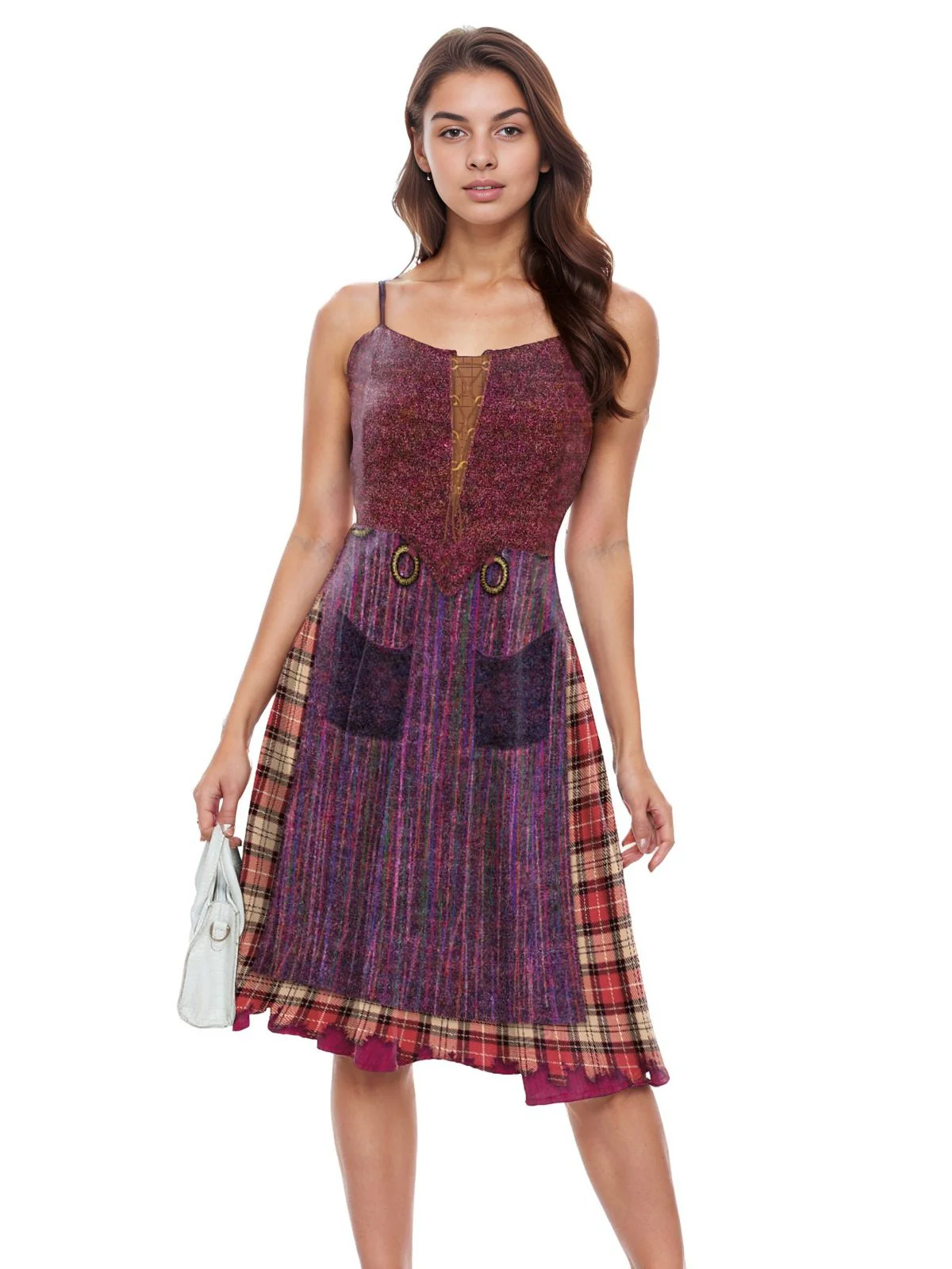1950s Halloween Plaid Double Straps Dress - Image 4