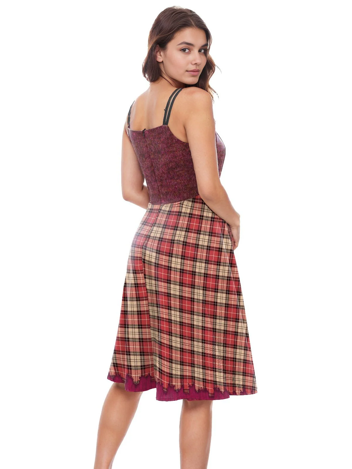 1950s Halloween Plaid Double Straps Dress - Image 5