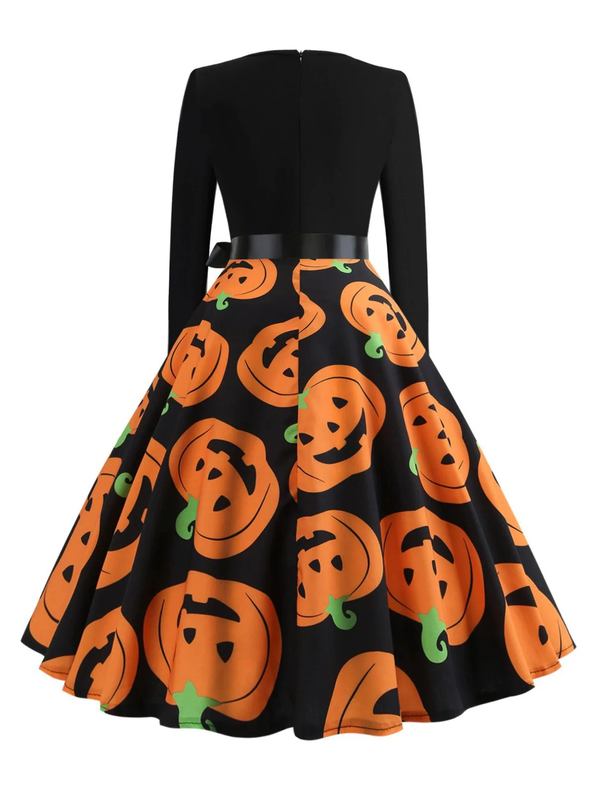 1950s Halloween Pumpkin Spiderweb Petal Neck Dress - Image 2