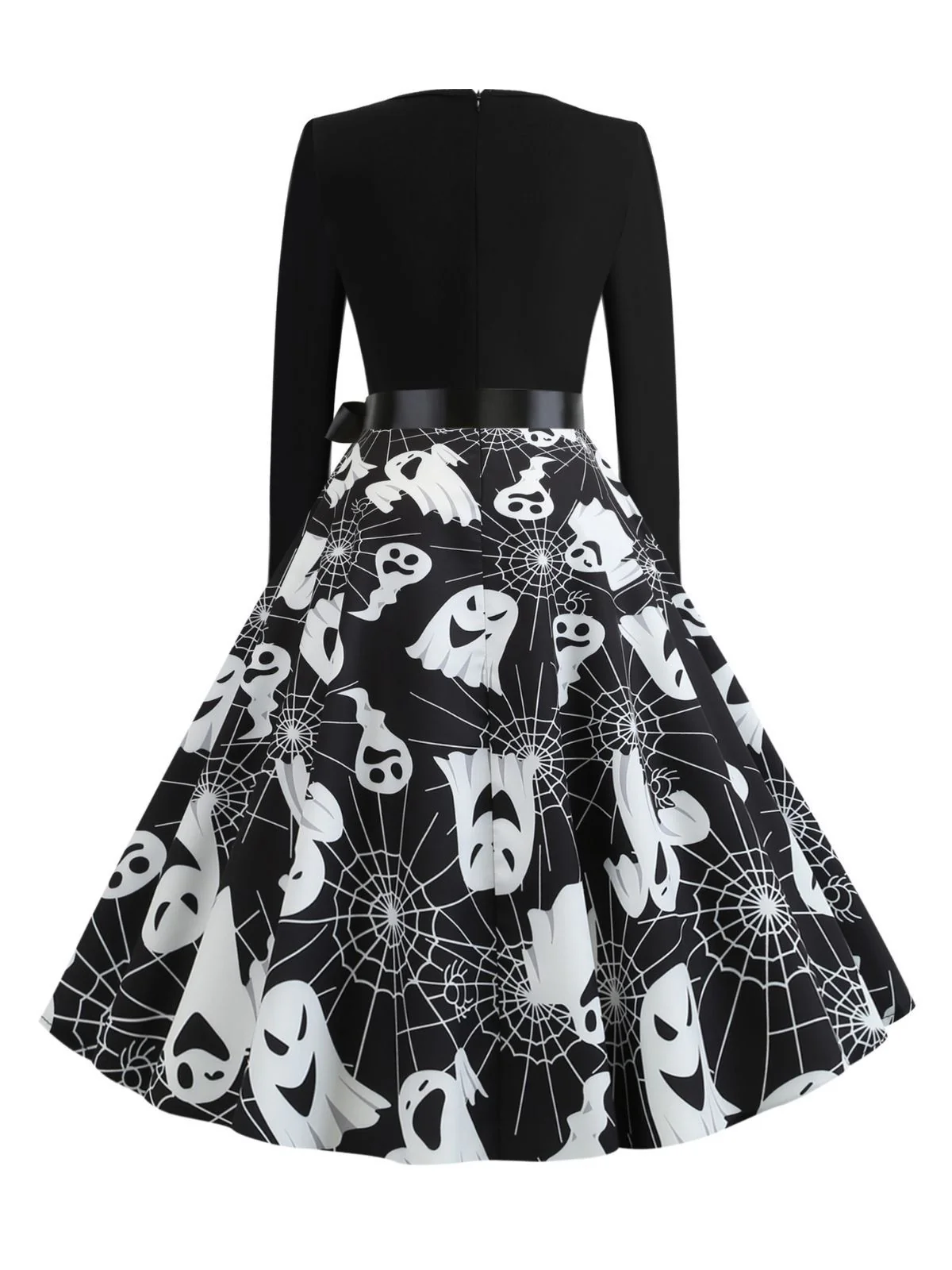 1950s Halloween Pumpkin Spiderweb Petal Neck Dress - Image 7