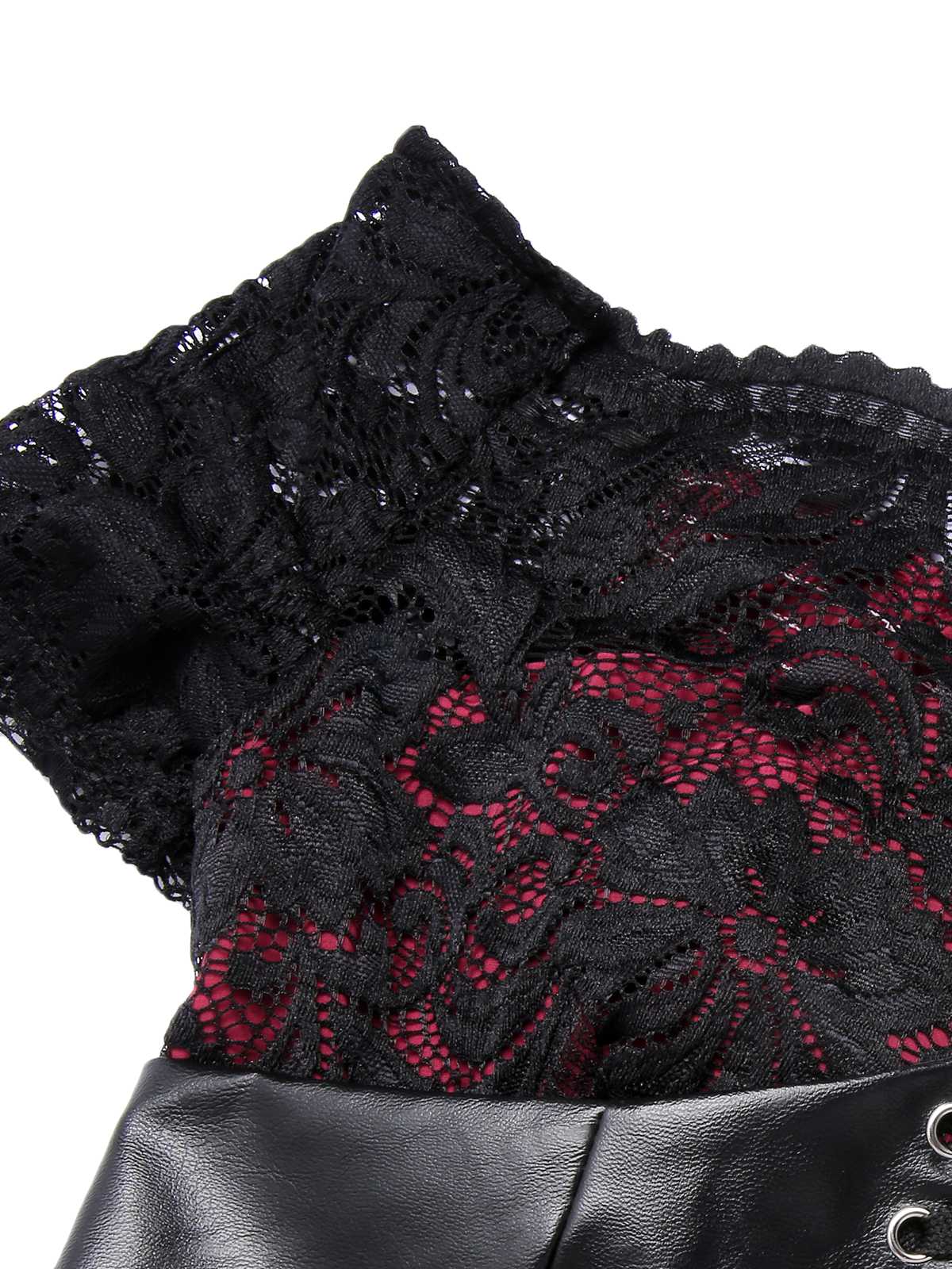 1950s Halloween Skull Rose Lace Mesh Dress - Image 5