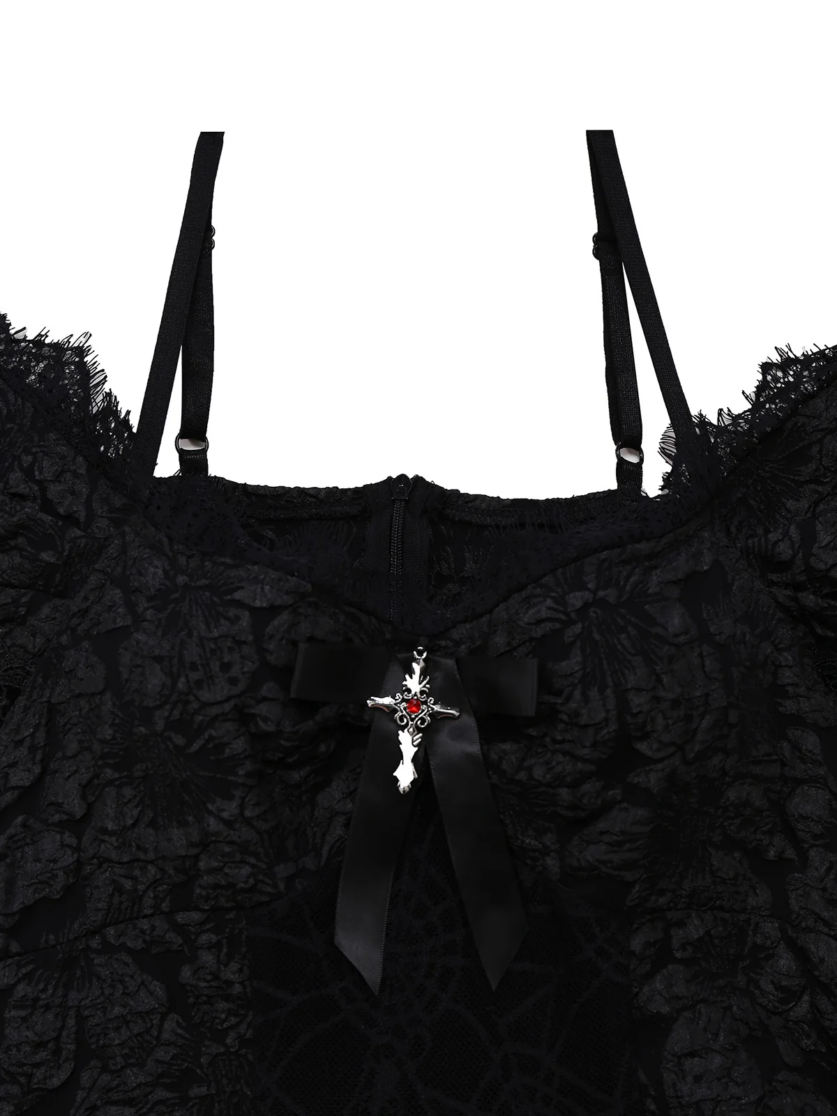 1950s Halloween Spider Web & Cross Textured Dress - Image 4