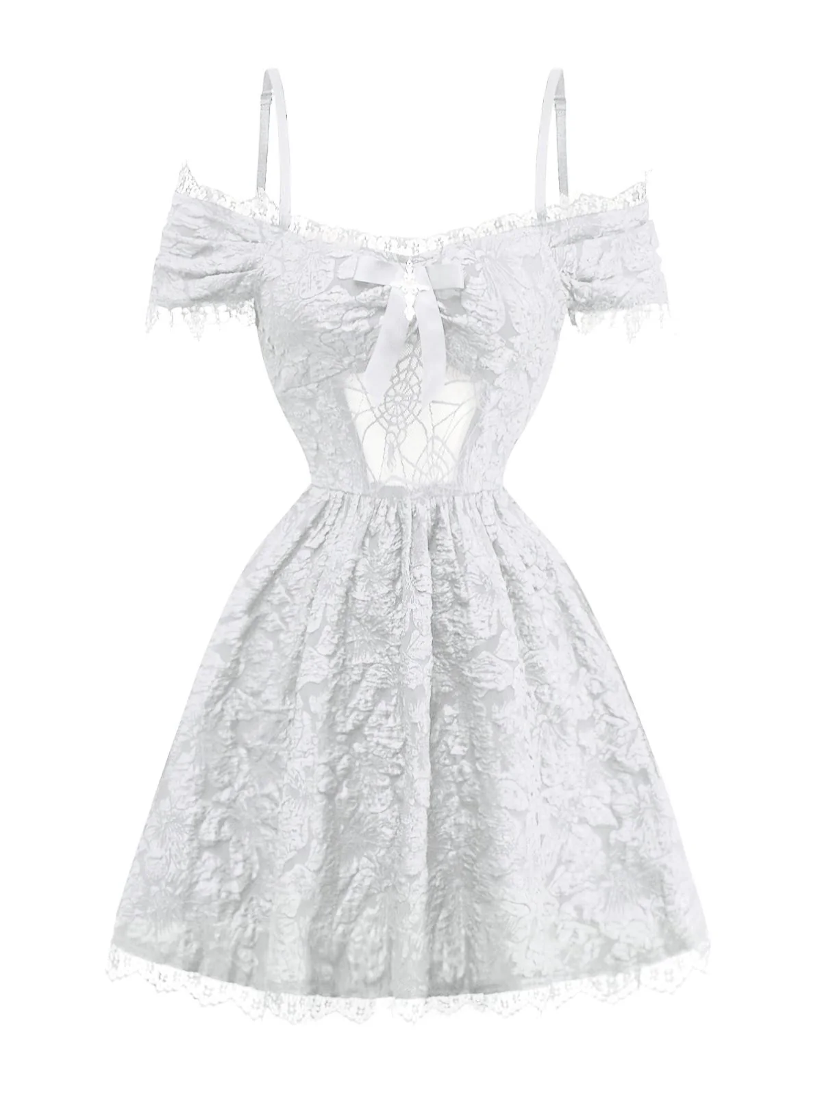 1950s Halloween Spider Web & Cross Textured Dress - Image 7