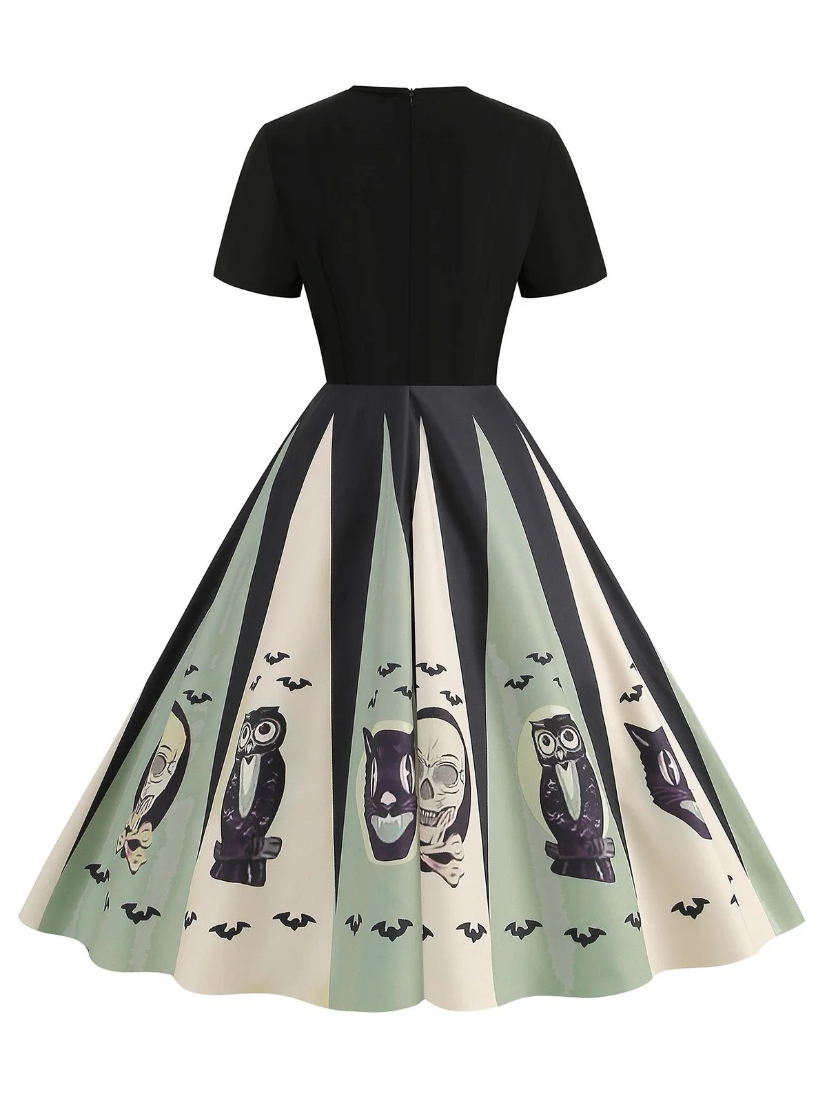 1950s Halloween Spider Web Print Patchwork Dress - Image 3