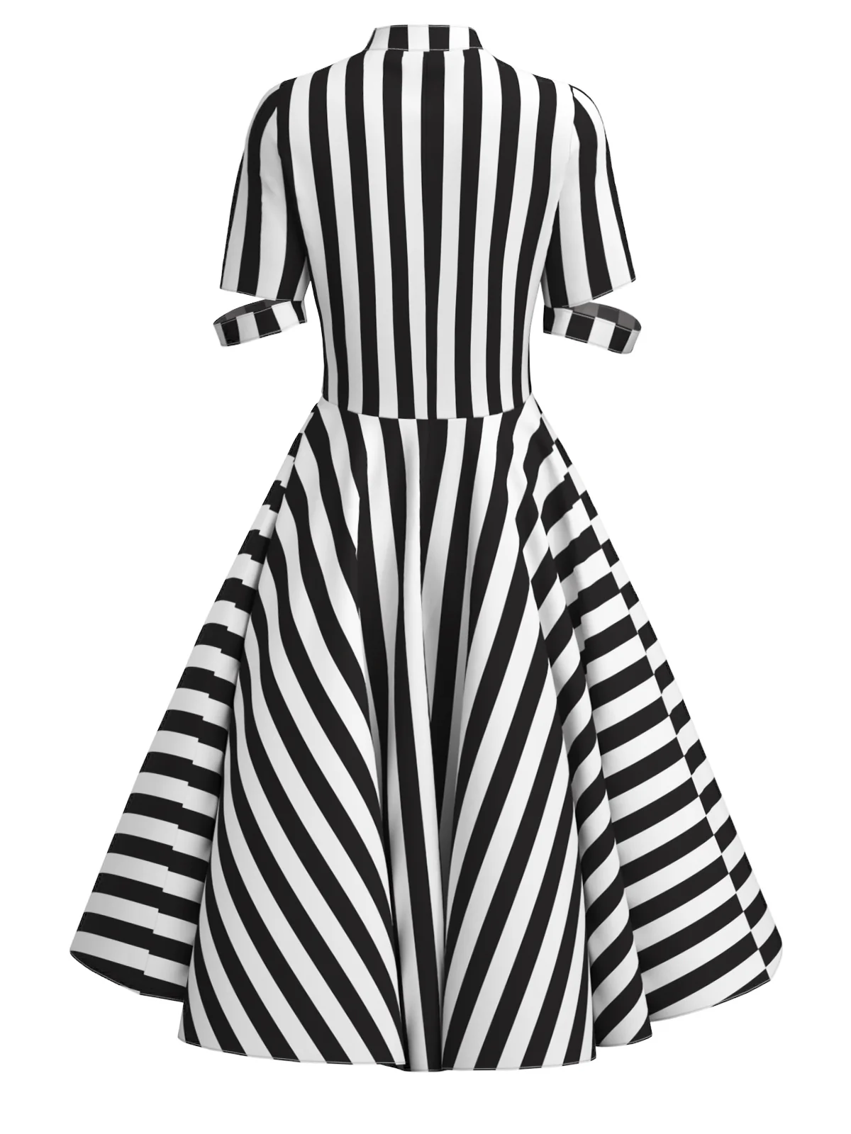 1950s Halloween Striped Hollow Collar Dress - Image 5