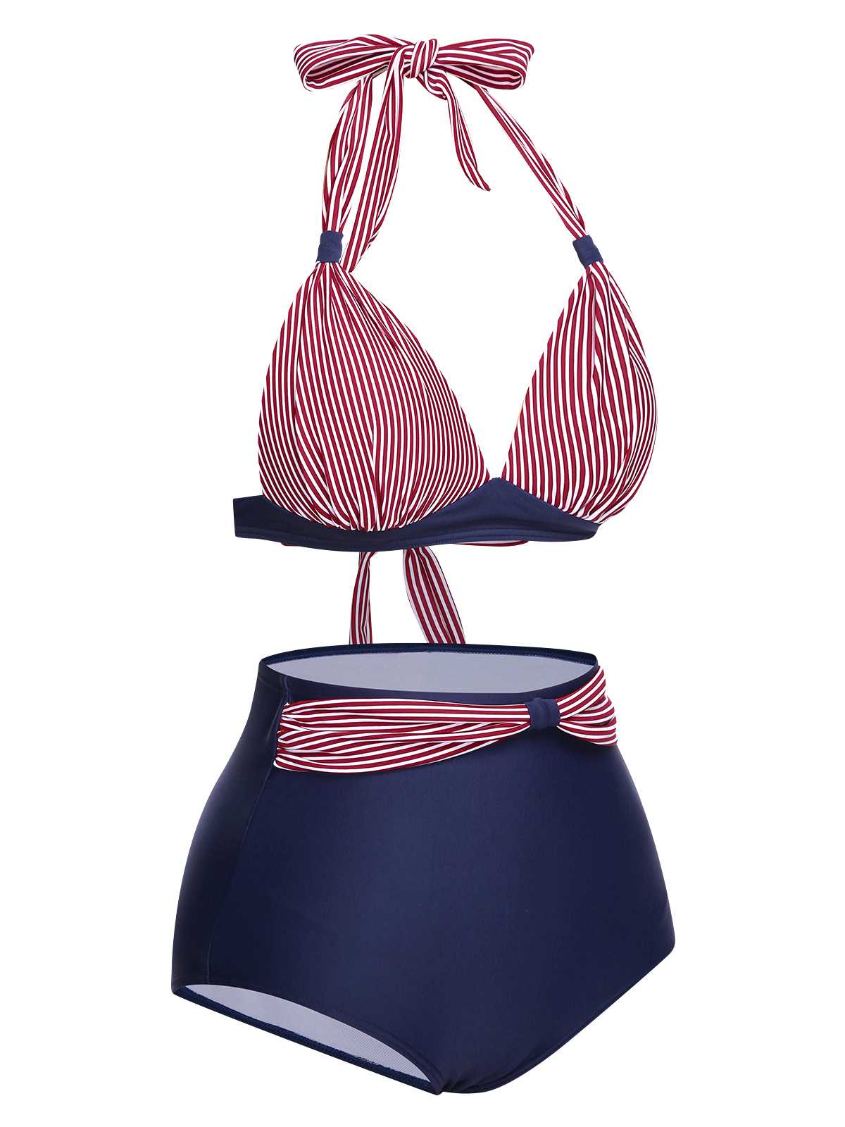 1950s Halter Contrast Polka Dots Swimsuit - Image 10