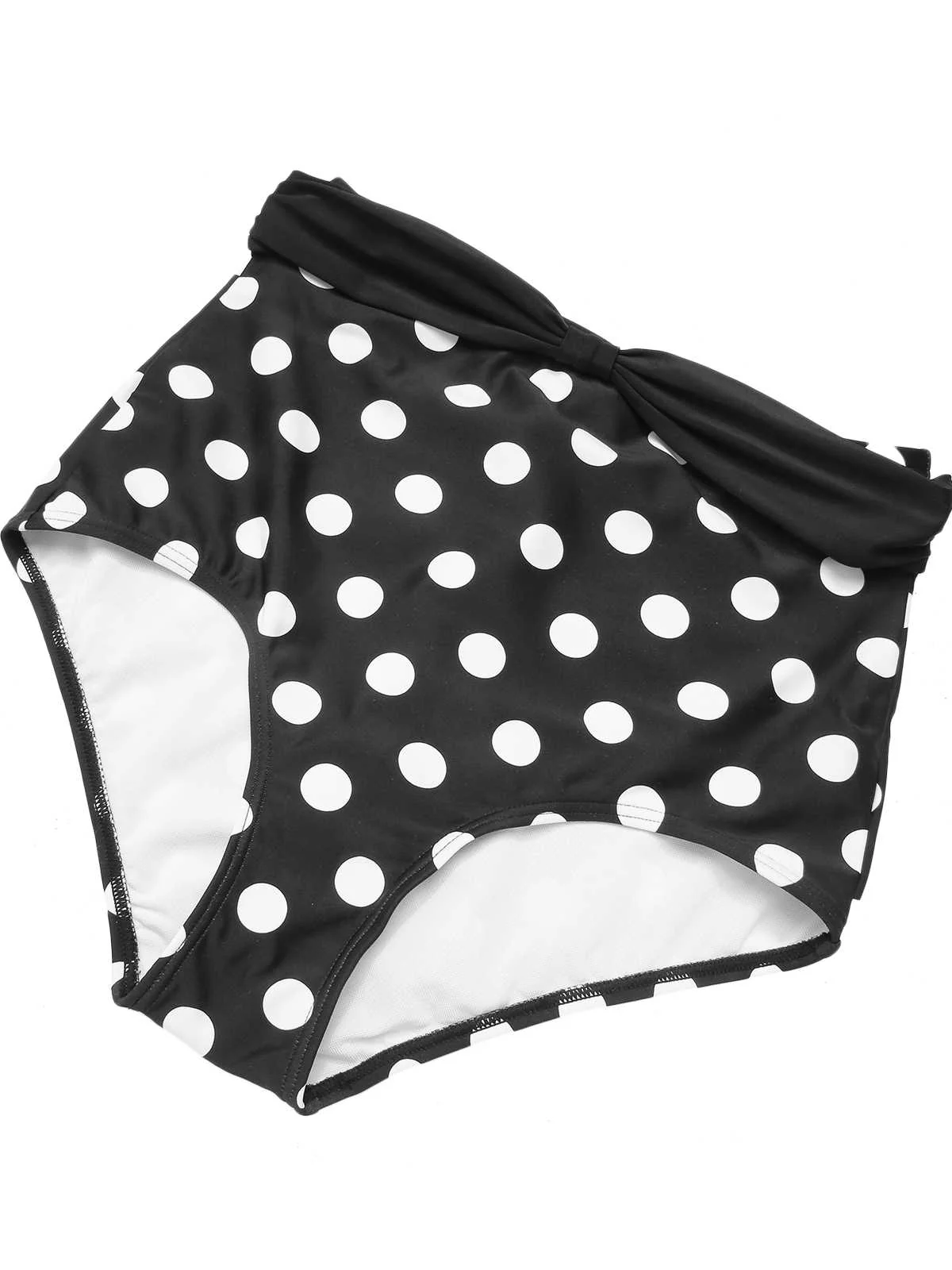 1950s Halter Contrast Polka Dots Swimsuit - Image 7