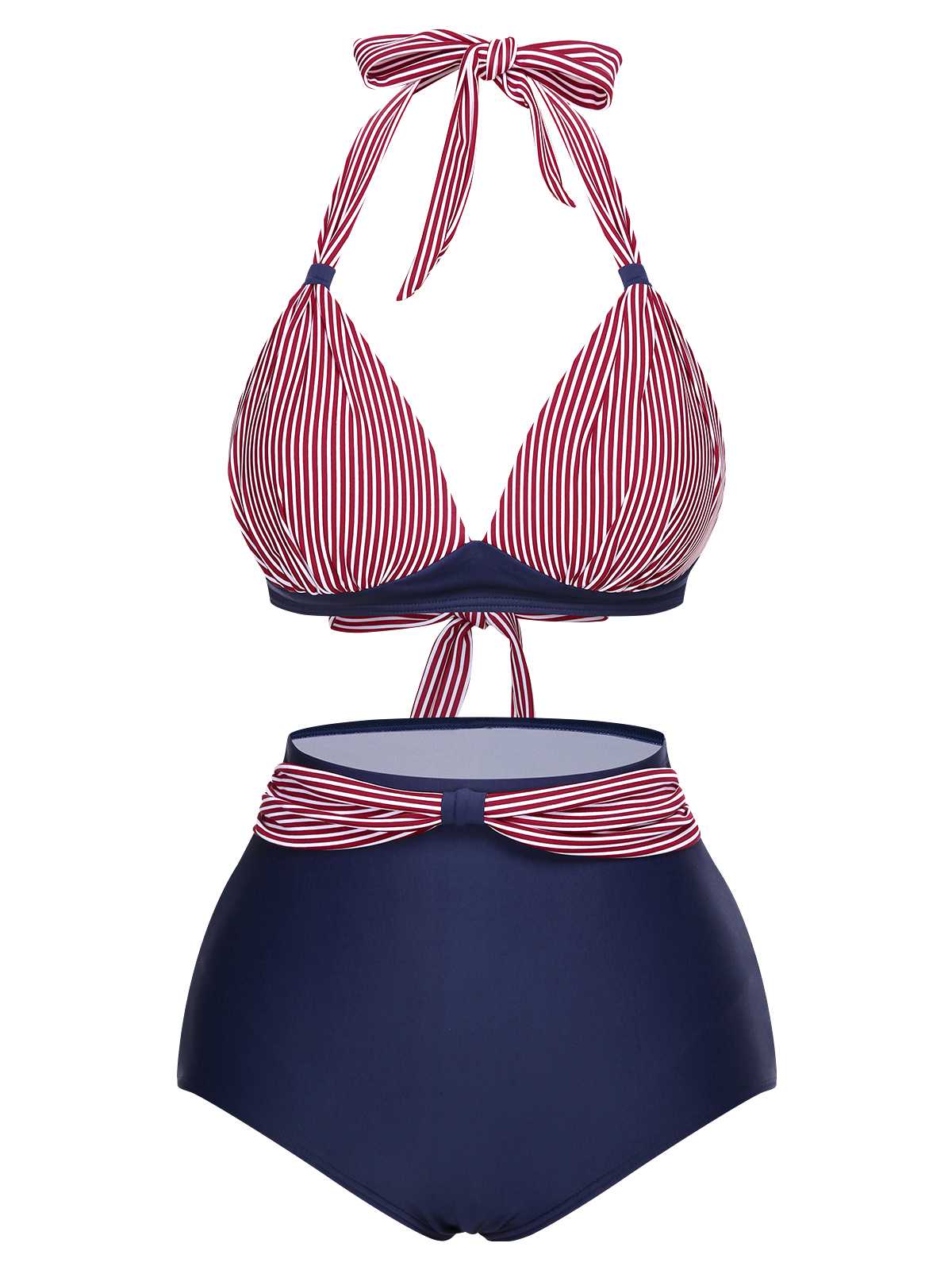 1950s Halter Contrast Polka Dots Swimsuit - Image 9