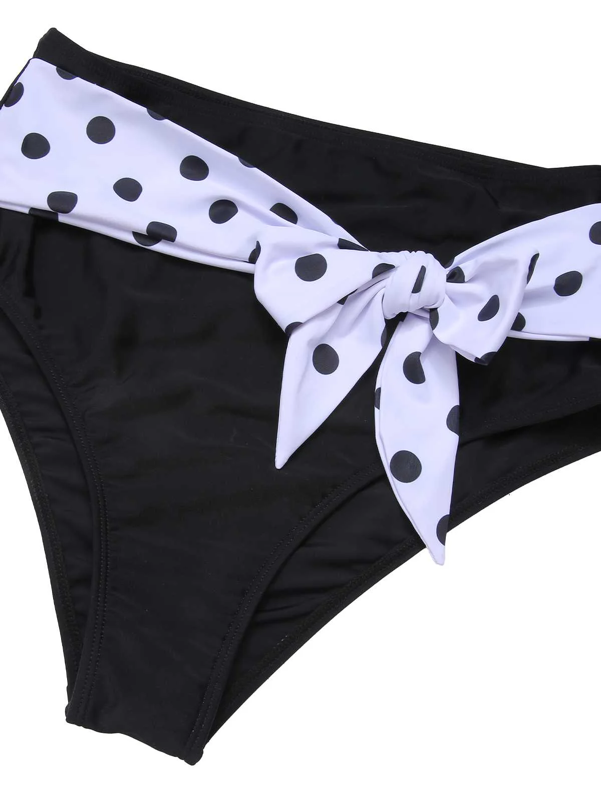 1950s Halter Contrast Polka Dots Swimsuit - Image 4