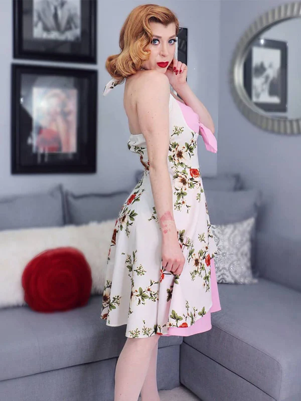 1950s Halter Floral Swing Dress - Image 3