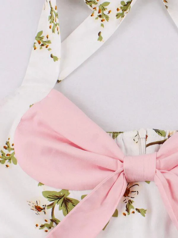 1950s Halter Floral Swing Dress - Image 6