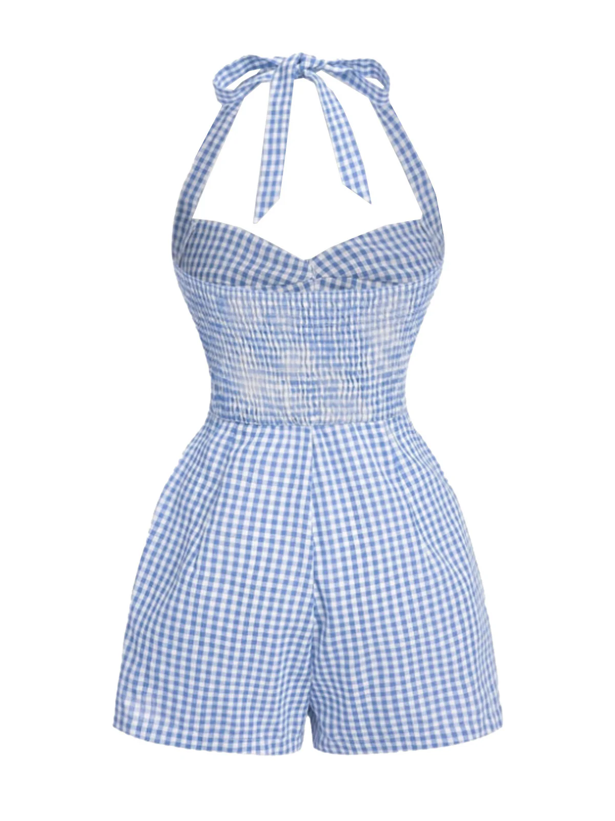 1950s Halter Gingham Plaids Bow Romper - Image 11
