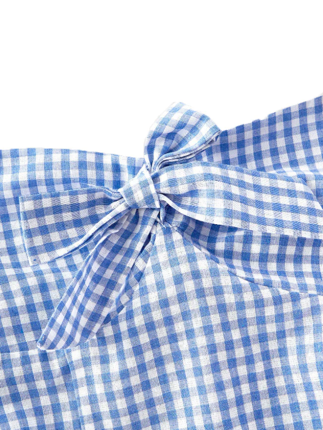 1950s Halter Gingham Plaids Bow Romper - Image 11