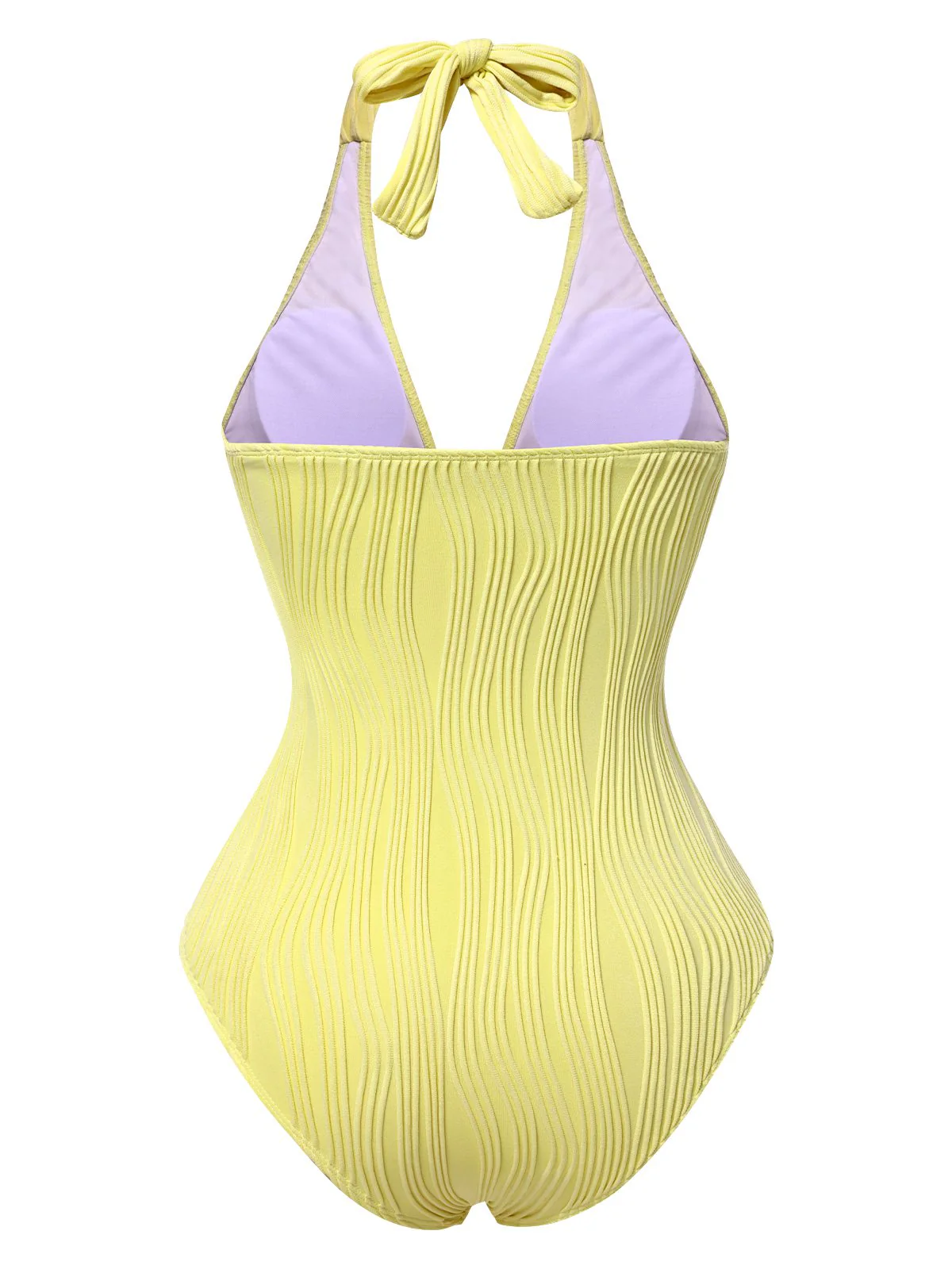 1950s Halter Hollow U-Ring Textured Swimsuit - Image 3