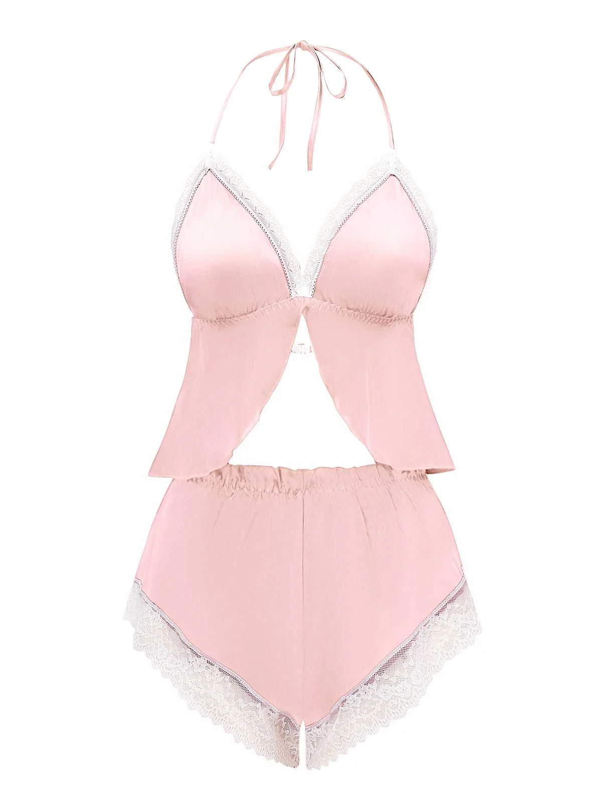 1950s Halter Lace Satin Pajama Set - Image 10