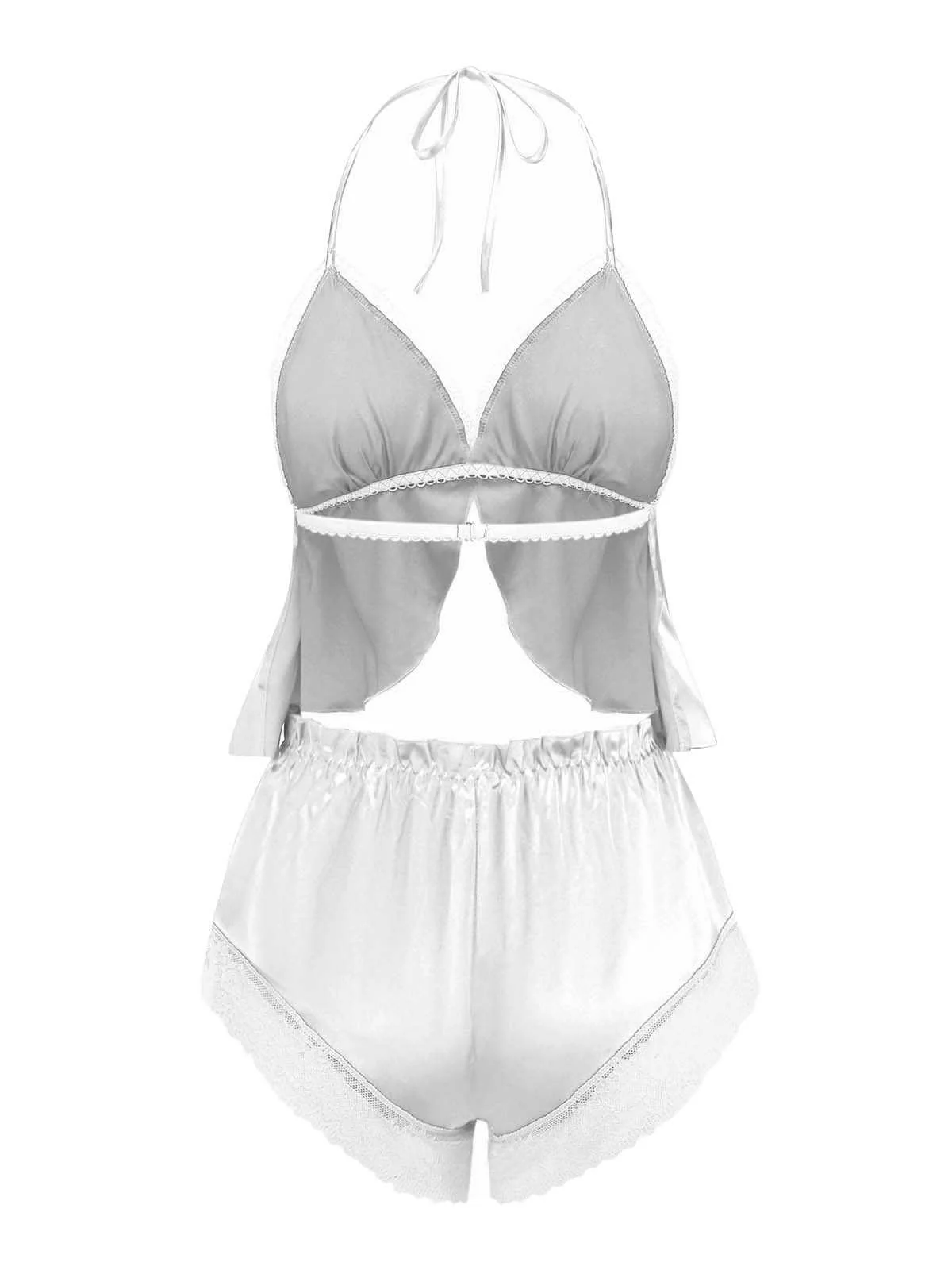 1950s Halter Lace Satin Pajama Set - Image 9
