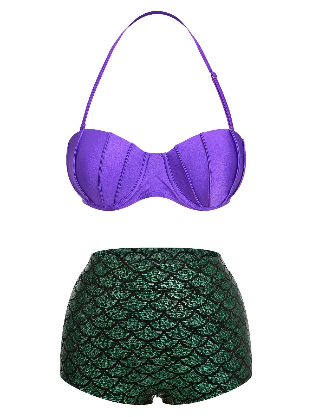 1950s Halter Mermaid Scales Swimsuit - Image 2