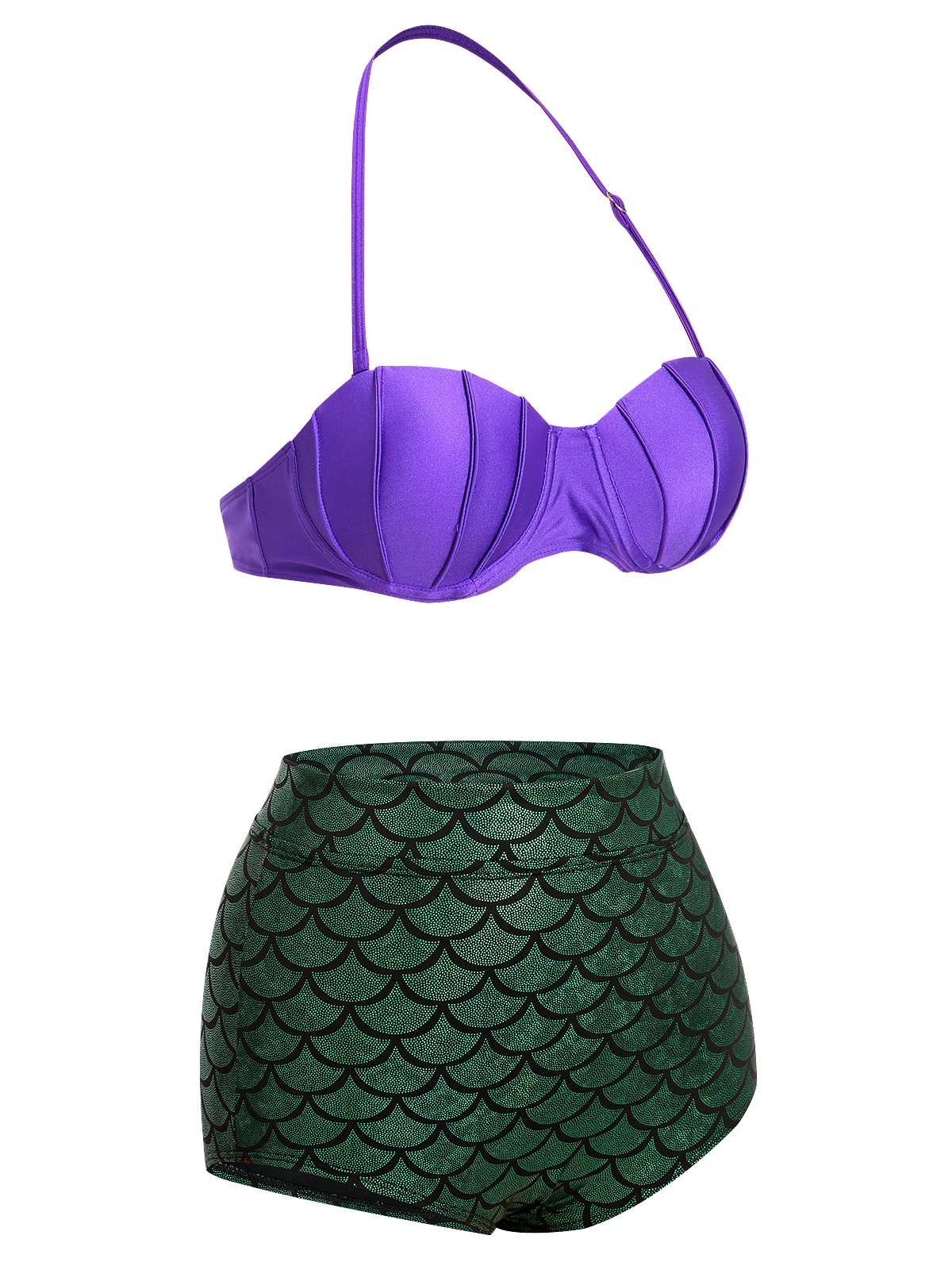 1950s Halter Mermaid Scales Swimsuit - Image 3