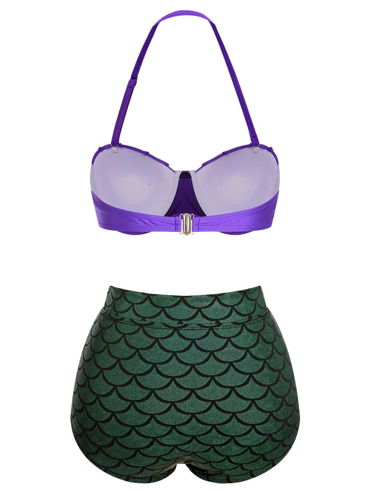 1950s Halter Mermaid Scales Swimsuit - Image 4