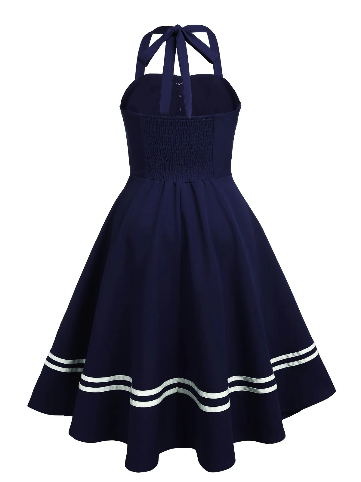 1950s Halter Navy Swing Dress - Image 2