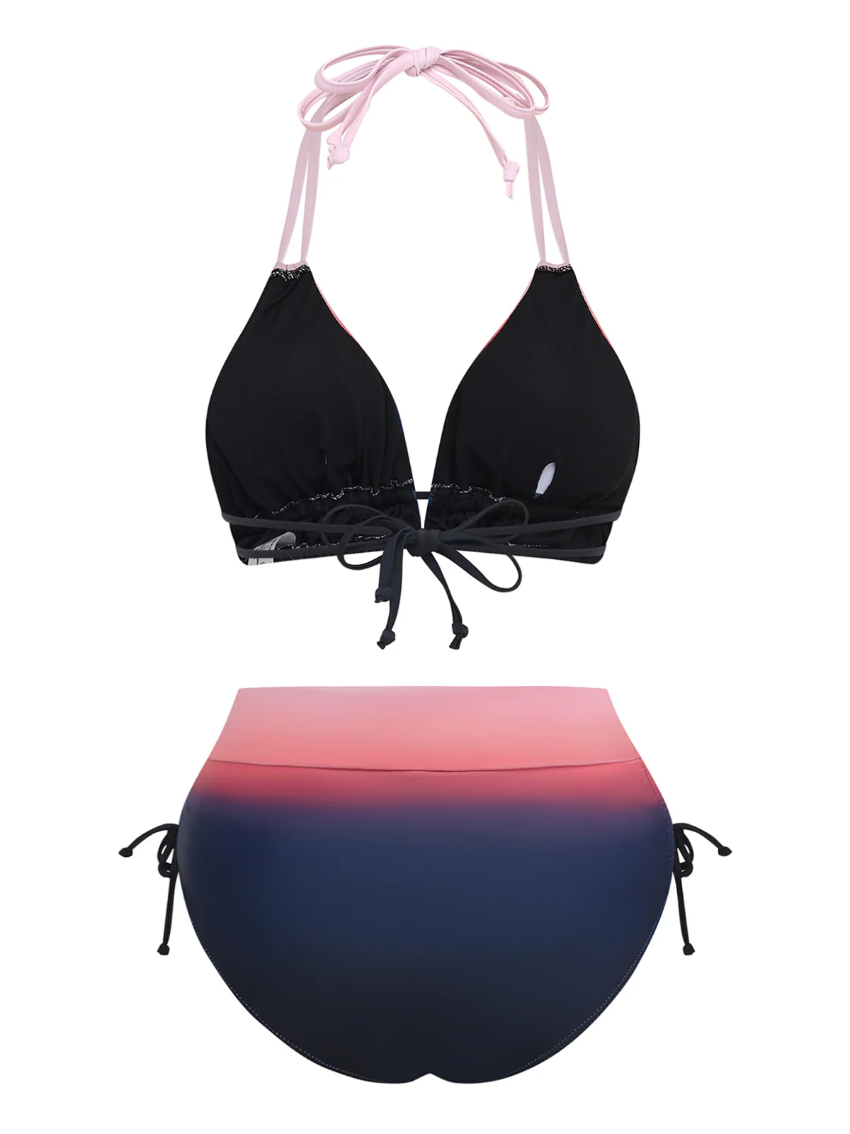 [Pre-Sale] 1950s Halter Ombre High-Waist Ruched Bikini Set - Image 3