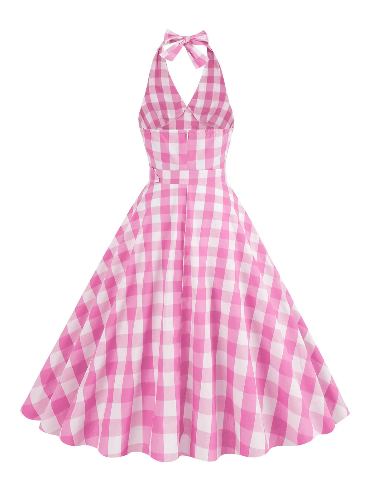 1950s Halter Plaid Belted Swing Dress - Image 3