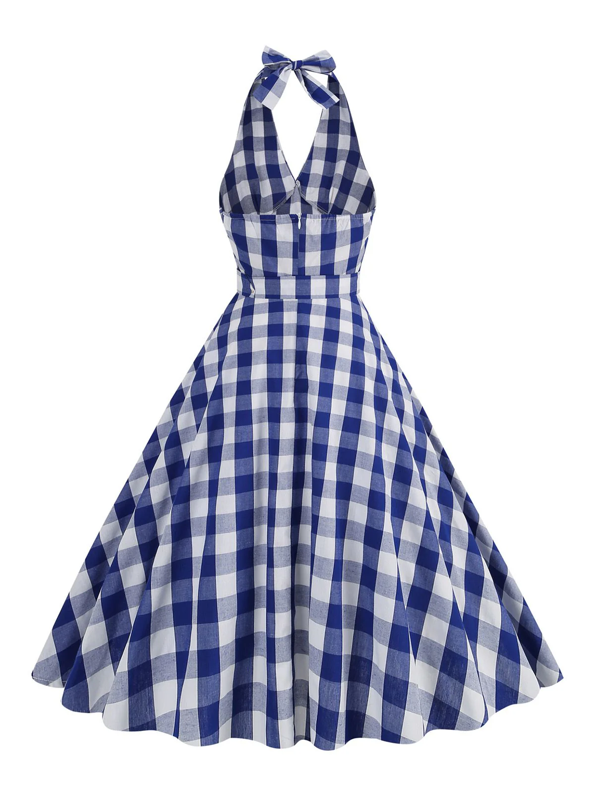 1950s Halter Plaid Belted Swing Dress - Image 9
