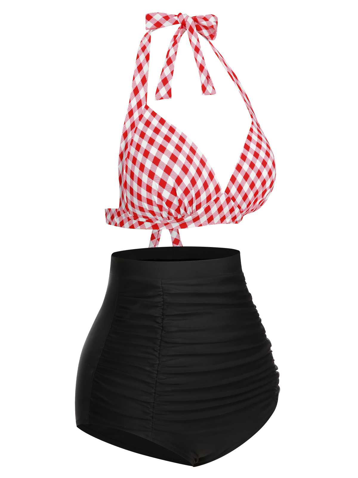 1950s Halter Plaids Lace-Up Swimsuit - Image 6