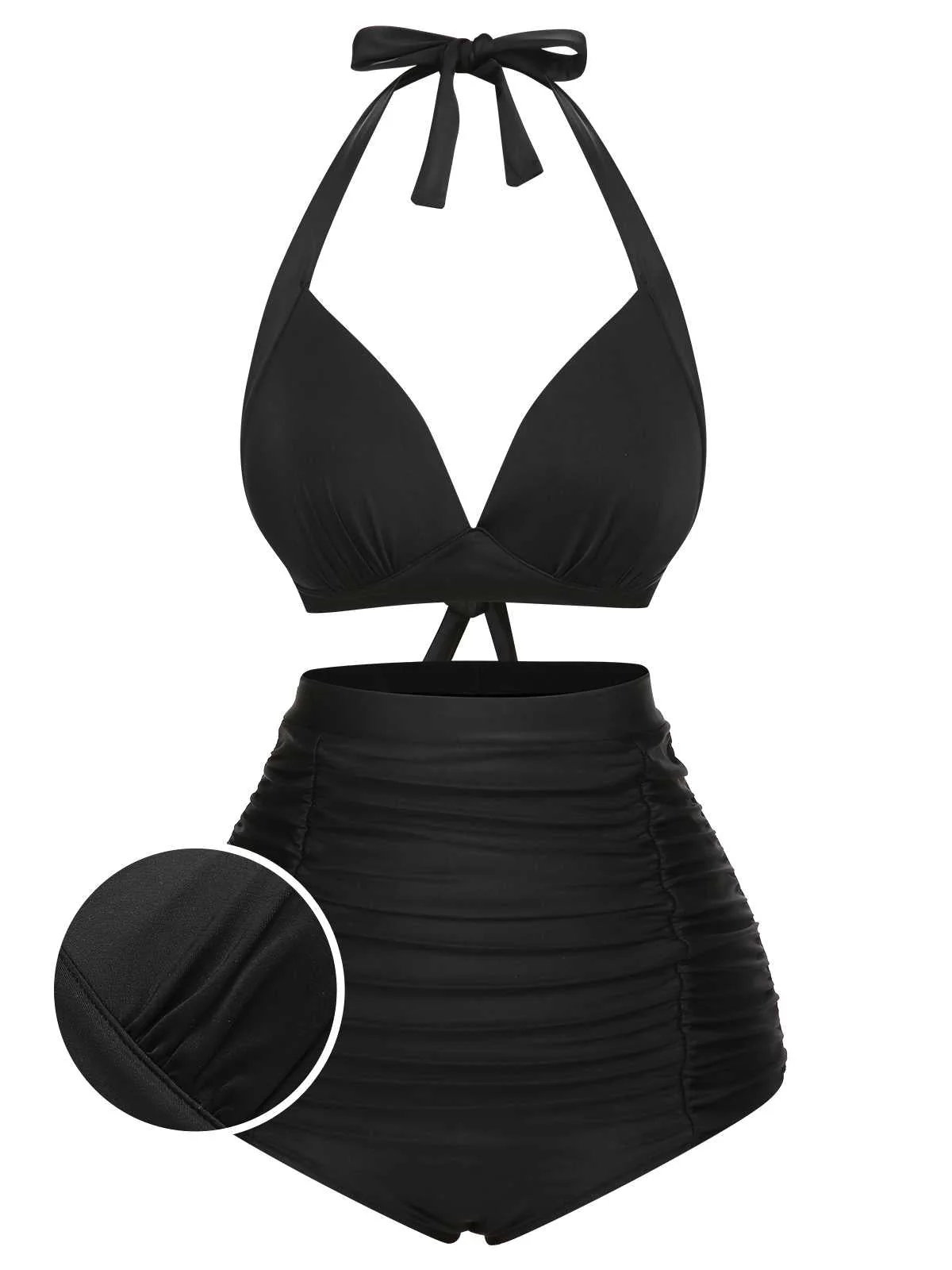 1950s Halter Plaids Lace-Up High Waisted Swimsuit - Image 18