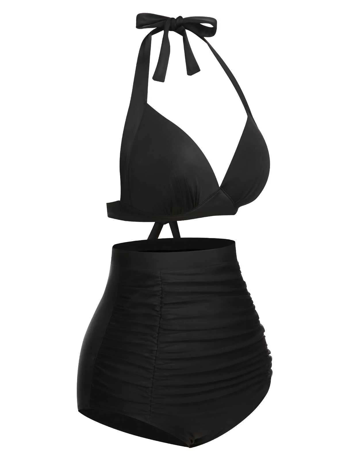 1950s Halter Plaids Lace-Up High Waisted Swimsuit - Image 20