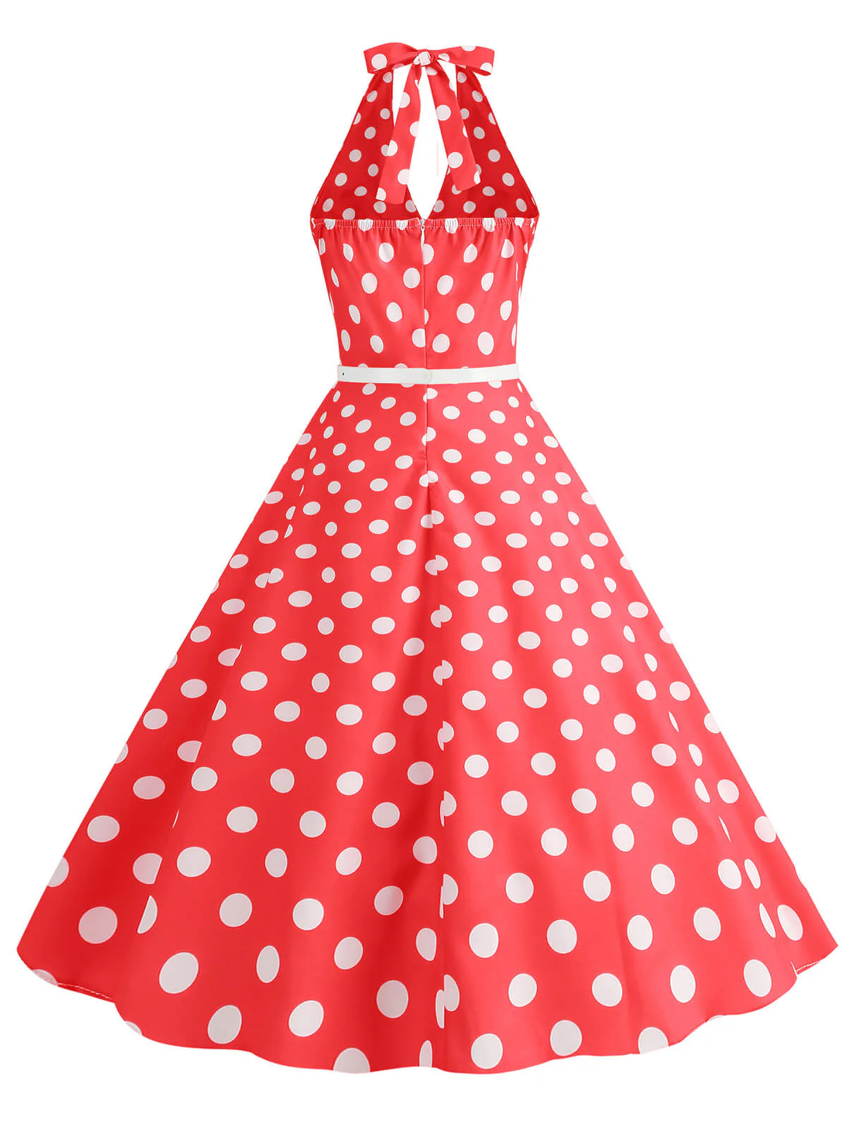 1950s Halter Polka Dot Print Swing Dress - Image 10