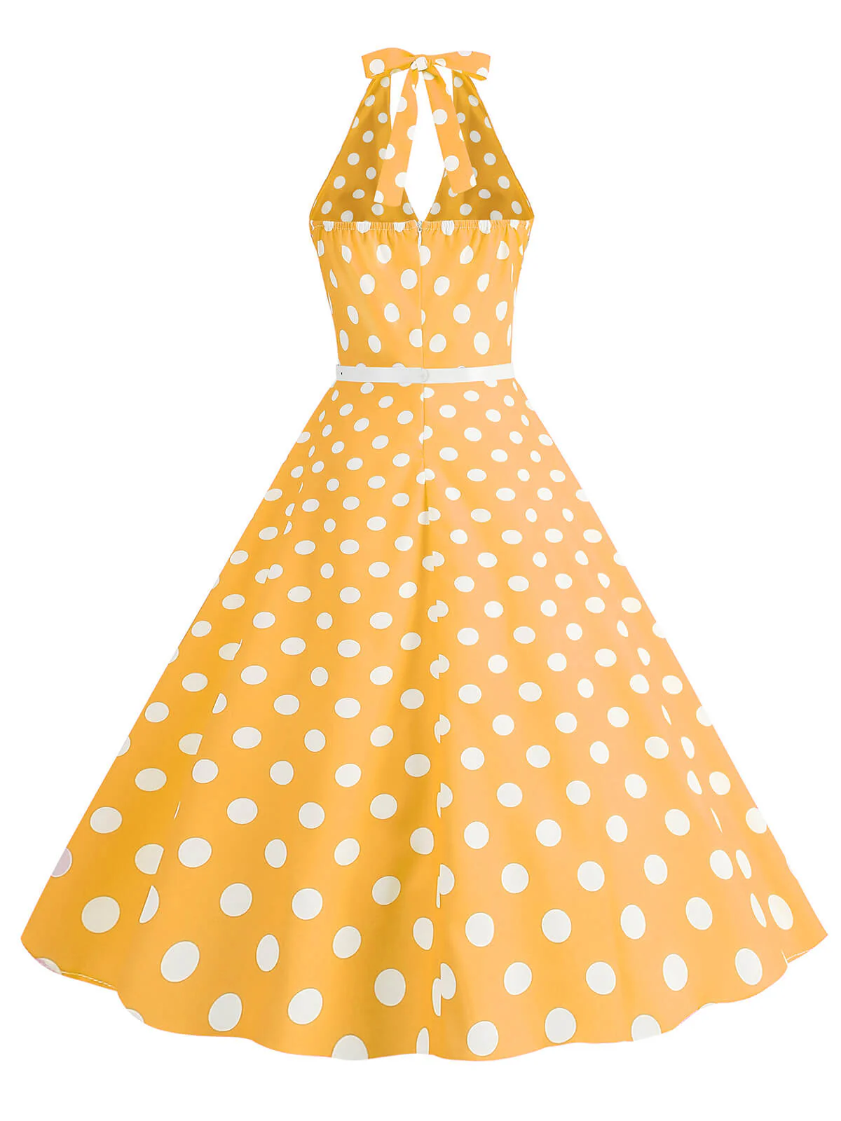 1950s Halter Polka Dot Print Swing Dress - Image 13